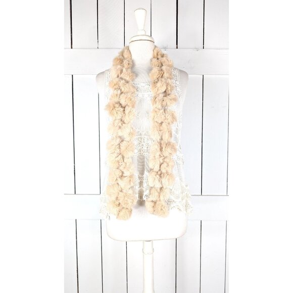 Vintage rabbit fur poof ball winter scarf - Picture 1 of 4